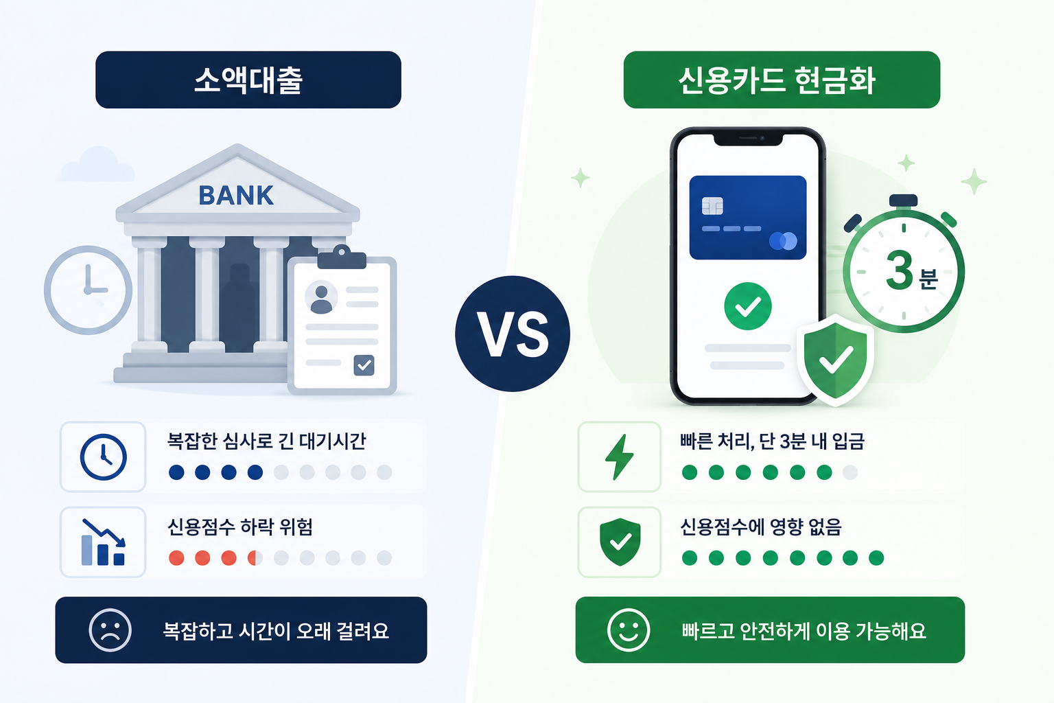 소액대출 vs 신용카드 현금화 비교